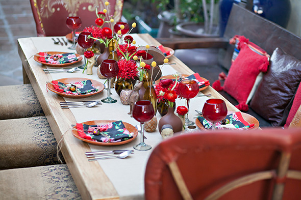 red wedding tables