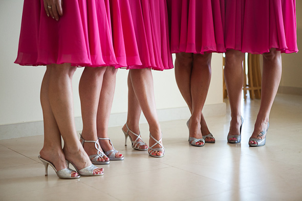 bright pink bridesmaid dresses