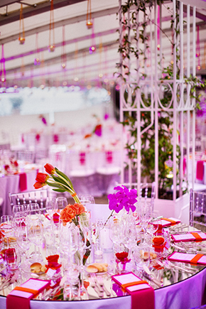 purple wedding lighting
