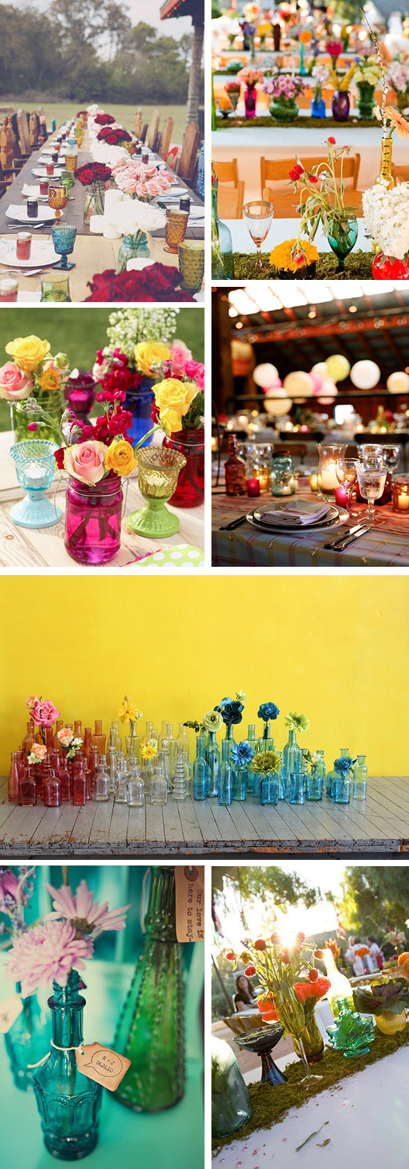 colored glass centerpieces