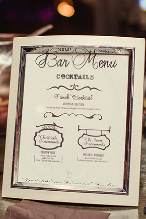 wedding bar menus